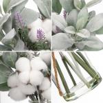 Kunstmatige lamsoorstammen in glazen vaas met nepwater, 34 cm nepplant lavendelbloem voor huis, kantoor, boerderij, bruiloft, middenstuk, decoratie