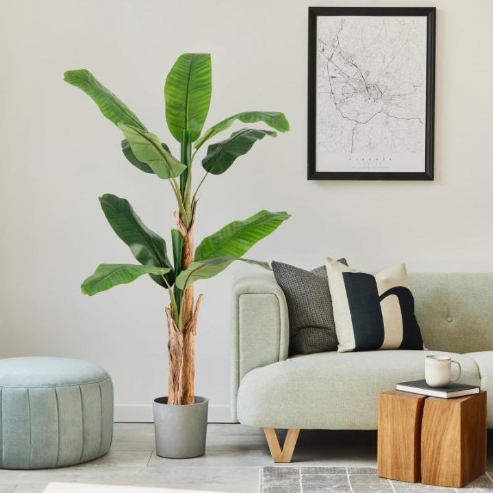 Bananenboom, kunstplant, kunstplant, banaan, 165 cm, grote kunstplant, bananenplant met 10 bladeren, kunstplant, plastic plant, decoratieve plant voor woonkamer, slaapkamer, kantoo
