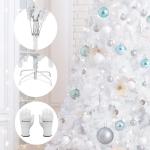 Kunstkerstboom, 180 cm, wit, kunstdennenboom met handschoenen en metalen standaard, kerstversiering voor binnen
