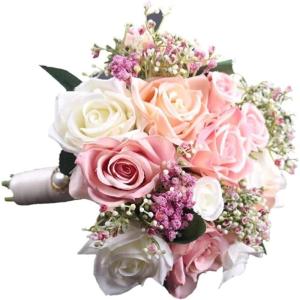 Hochzeitsstrauß for die Braut mit künstlichen Blumen, Hochzeitssträuße, künstliche Blumensträuße for die Braut, künstliche Blumen for Hochzeiten im rosa Design