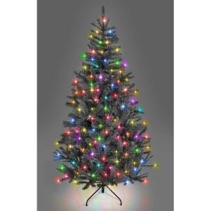 Alaska-dennen kunstkerstboom met zwarte punten, kerstdecoratie voor thuis met metalen standaard, kleurrijk, Alaskan-zwart