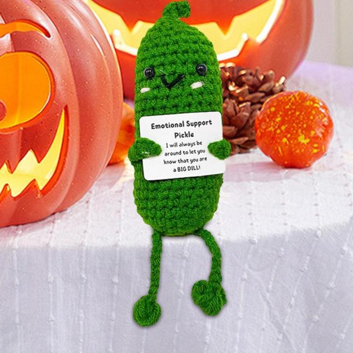 Positive Kartoffel Häkeln, Gehäkelte Positive Gurke,Gehäkelte positive Gurken Spielzeug Emotion Puppen | Kreatives gestricktes Gurkenspielzeug mit positiver Karte für Freunde P