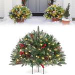 Prelit Planter Bushes Christmas, Prelit Pot Fillers, Pre-Lit Artificial Christmas Tree Feel Real Urn Filler, Holiday Planter, Faux Holiday Planter Filler with Lights, Tree Urn Fill