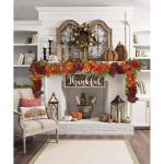 Kunstmatige herfstslinger met pioenroos, hortensia en herfst, pompoen, kunstbloemenkrans, decoratie voor tuin, bruiloft, open haard, feest, oogstfeest, herfstdecoratie