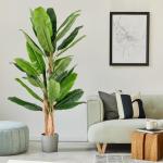 Bananenboom, kunstplant, kunstplant, banaan, 195 cm, grote kunstplant, bananenplant met 27 bladeren, kunstplant, plastic plant, decoratieve plant voor woonkamer, slaapkamer, kantoo