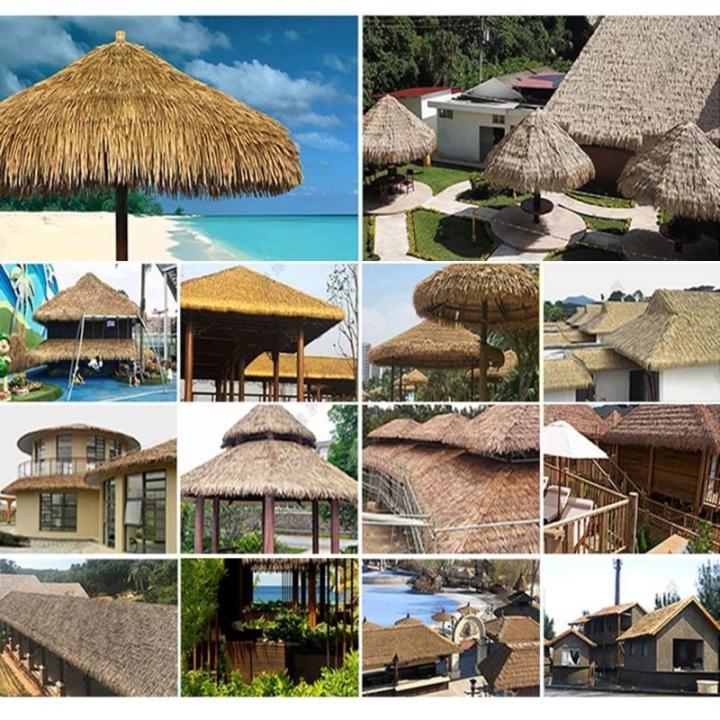6 PCS Mexikanisches Palmendach, 50 X 50 cm Kunststoff-Strohdach-Rolle Tiki-Hüttenstange Dachstange Dachterrasse Sonnenschirm Entenboot Strohdekoration (Color : Brown)