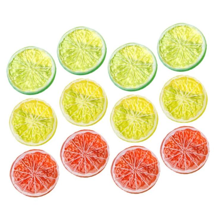 60 STK Nachahmung Einer Zitronenscheibe Getränk Künstliche Früchte Sommer Realistische Zitrone Früchte Fotorequisite Getrocknete Gepresste Früchte Grapefruitscheibenmodell PVC