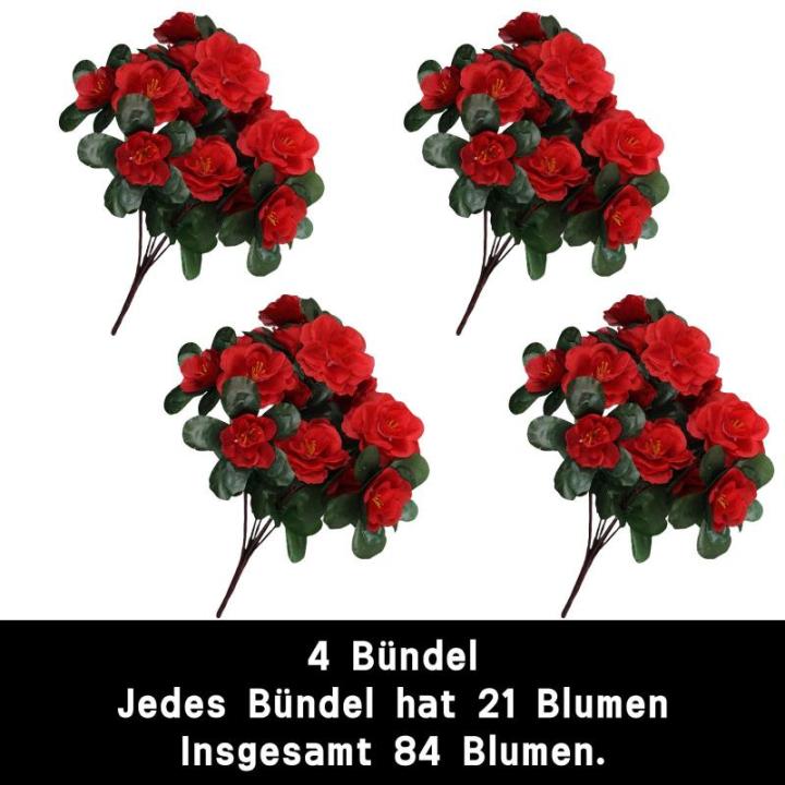 Unechte Blumen 84 Stücke Künstliche Blume Gefälschte Flowers Braut Hochzeit Bouquet für Hausgarten Geburtstag Party Home Wedding Dekor Rot Blühende 0510