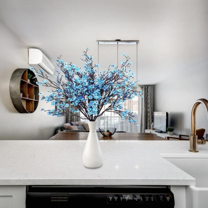 Künstliches Blumenarrangement,Künstlicher Blumens Baby Breath Seide mit langen hohen Stiel Europäische Kunst Dekor gefälschte Blumen natürliche Gypsophila Zweige(Blue)