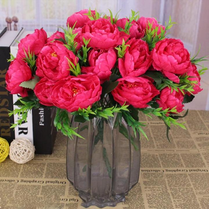 Kunstbloemen, 24 bundels kunstbloemen, pioenroos, namaakpioenroos, boeketten voor bruiloft, thuis, tafel, feest, raamdecoratie, 0803