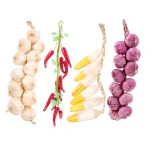 1 Satz Simulierte Hängende Knoblauchspieße Künstliches Obst Und Gemüse Künstliche Gemüse Dekoration Fensterdekoration Gemüsegeschäft Dekoration Simulation Gemüsedekor 4 St