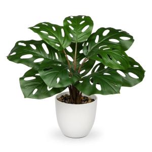 Kunstplant klein, 30 cm Monstera plant kunstplant met pot, als een echte nepplant voor badkamer, decoratie, woonkamer, slaapkamer, tafeldecoratie