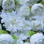 Weiße 3D-Simulation Rose Green Grass Bottom Cloth Flower Wall ， Hochzeitsdekoration Für Fotohintergrund Home Party Wedding Backdrop(3 * 3m/9.8 * 9.8ft)