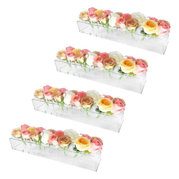 Transparente Acryl-Vase, 16 Löcher, elegante Tischdekoration, Vase, Blumenhalter für Hochzeiten und Valentinstag, Heimdekoration