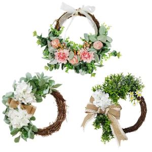 Frühling Sommer Sonnenblumen Rose Kranz Handgemachte Künstliche Girlande für Front Tür Wand Hochzeit Party Decor