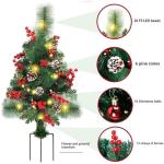 Holiday Planter Filler, Artificial Christmas Urn Filler, Faux Christmas Flowers for Outdoor Planters, Lighted Artificial Christmas Pre-lit Decorations with Tripod Stake, Pot Filler