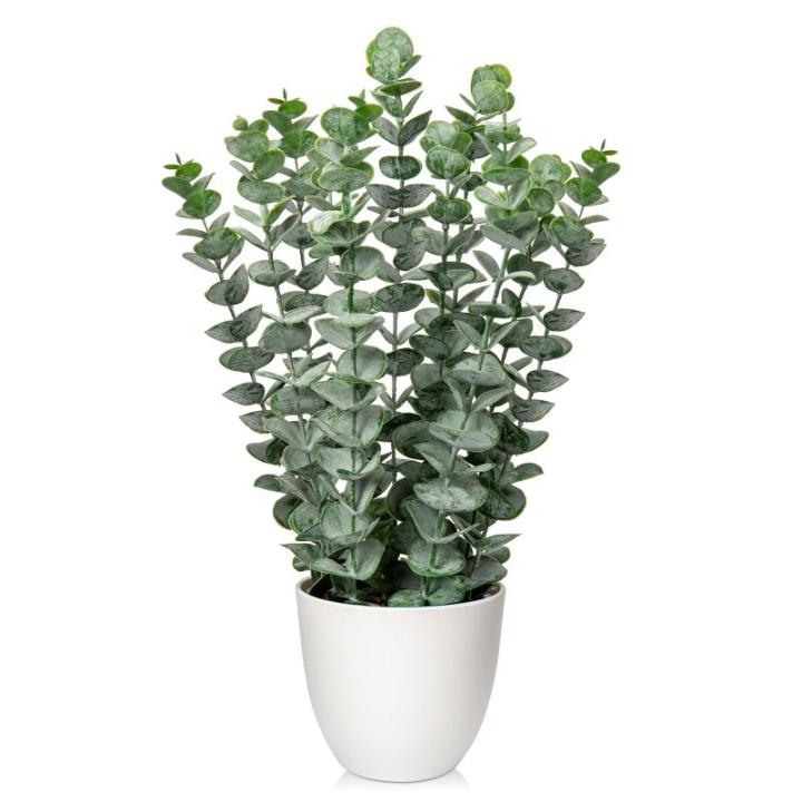 Kunstplant eucalyptus kunstplant lijkt op echte kamerplanten, decoratieve planten in witte pot, hoogte 40 cm