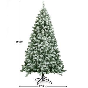 Kunstkerstboom met sneeuw, 135/180/225 cm, kerstboom met metalen standaard, kerstboom 400/928/1346 takken, pvc, kunstboom, kerstklapsysteem voor thuis, kantoor, winkels (180 cm)