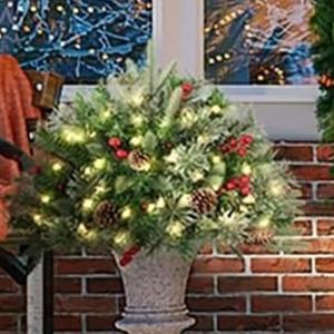 Weihnachts-Pflanzgefäß-Füller – Weihnachts-Pflanzgefäß-Füller Für Den Außenbereich, 40,6 cm Großer Vorbeleuchteter Baum Mit Ständer, Beleuchteter Künstlicher Weihnacht