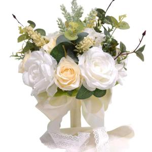 Künstlicher roter Rosen-Blumenstrauß mit Spitzenband, Blätter, Simulationsstrauß für Valentinstag, Hochzeit, Braut, Requisiten, Geschenk