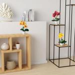 in pot (35 cm), set van 3 kunstorchideeën, kunstmatig afgestemde arrangement in hoogglans-keramische potten, decoratieve , kunstorchideeën (rood, oranje, geel)