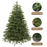 Vorbeleuchteter künstlicher Weihnachtsbaum mit Lichtern, Grüner Tannenbaum Christbaum mit Metallscharnieren,faltbarem Sockel und Baumkorb für Zuhause,Party,Büro,Bar,210CM/7FT