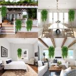 2-Pack Kunstmatige Hangende Planten nep Klimop Bladeren Boston Ferns Perzisch Rotan voor Binnen Buiten,Groen Woondecoratie Faux Wijnstok voor Tuin/Slaapkamer/Boerderij Esthetische 