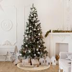 Kerstboomrok, witte sneeuwvlok, bedrukt, hennepdoek, kerstboomtapijt, ornamenten, decoratie voor Kerstmis (75 cm/30 inch)