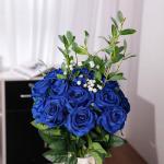 10 stuks zijden kunstrozen bloemen bruidsboeket bloemen (blauw)