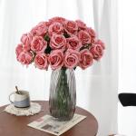 10 stuks kunstmatige zijden rozen bloemen enkele stengel neprozen bloemen voor thuisfeest bruiloft boeket (bonenpasta roze)