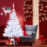 Kunstkerstboom, 210 cm, wit, pvc, kerstdecoratie, snel opgebouwd, klapsysteem, moeilijk ontvlambaar voor thuis, kantoor, winkel, incl. metalen standaard