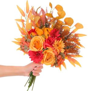 2 stuks kunstmatige nepbloemen planten zijden bloemstukken bruiloft boeketten decoraties plastic bloemen tafel centerpieces voor thuis keuken tuin feest decor (herfst rood)