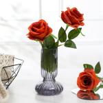 10 stuks kunstmatige rozenbruine bloemen, realistisch boeket, neprozen met enkele steel voor thuis, feest, bruiloft, boeket (verbrand oranje)