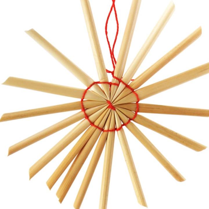112-delige strosterrenset - sterren, bellen, dennenbomen en traditionele figuren als kerstboomversiering - kleine stro - natuurlijke kerstboomversieringen