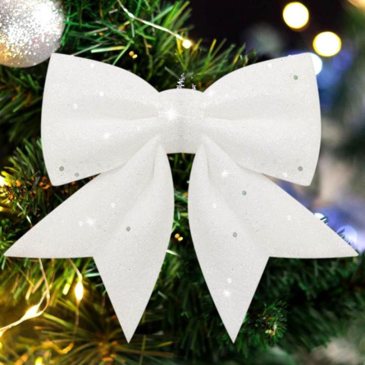 10 stuks witte strikken kerstmis glitter kerstboom strikken kerstboomversiering voor familiefeesten feestdecoratie voor Kerstmis vakantie bruiloft feesten