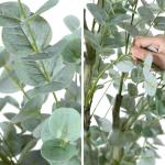 Kunstmatige eucalyptusboom 1,2 m hoge nep zilveren dollar bladeren eucalyptusplanten kunstzijde eucalyptus stengels, komen met geweven zeegras buikmand kunstplant voor huisdecorati