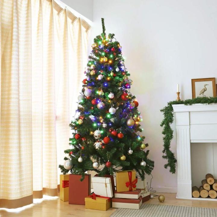 2m kerstboom Werplichtketting met ring, kerstboomverlichting Overworplichtketting met 8 slingers 280 LED-lichtketting voor 150cm 180cm 210cm 240cm boom - kleurrijk