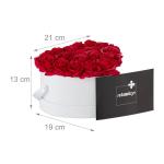 Rozenbox hart, 18 rozen, stabiele bloemenbox, wit, 10 jaar houdbaar, cadeau-idee, decoratieve bloemenbox, rood, 13 x 21 x 19 cm