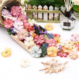 50 stuks bloemen om te knutselen, bloemendecoratie, kleurrijke kunstbloemkoppen, decoratie, zijden bloemen voor knutselen, om te knutselen, klein voor bruiloft,