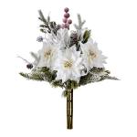 Künstlicher Weihnachtsstrauß, 30,5 cm, weiß, mattiert, Weihnachtssterne für Zuhause, Büro, Tischplatte, Innenbereich, Winterurlaub, Weihnachtsdekorationen