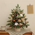 Mini Weihnachtsbaum, Weihnachtsbaumschmuck, Weihnachtsbaum Klein Beleuchtet, mit Weihnachtsschmuck und Holzsockel für Weihnachtsurlaub Party Home Office Decor (Kaffee Set,60 cm)