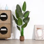 Künstliche Pflanze Künstlicher Paradiesvogel Baum 180 cm Plastik Pflanze Palme im Topf Tropical Hawaii Grün Fake Plant für Schlafzimmer Wohnzimmer Garten Deco (1 Stück)