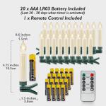 10,5 cm Set van 20 Vlamloze LED Plastic Clip Taper Kaarsen met Afstandsbediening voor Kerstboom, Waterbestendig Batterij Aangedreven Mini Clip-On Kaarsen met Timer Wax Druppelen, B