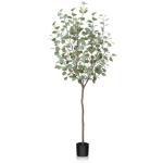Eucalyptus Kunstplant, 150 cm, eucalyptus, decoratie voor binnen en buiten, moderne decoratie, , plastic planten in pot, voor thuis, slaapkamer, kantoor, tuin (1 stuks)