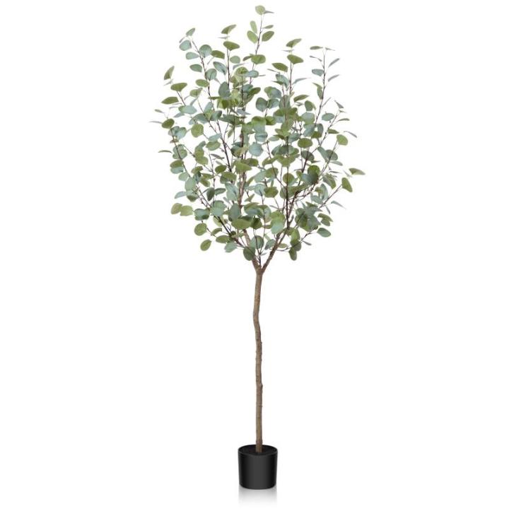 Eucalyptus Kunstplant, 150 cm, eucalyptus, decoratie voor binnen en buiten, moderne decoratie, , plastic planten in pot, voor thuis, slaapkamer, kantoor, tuin (1 stuks)