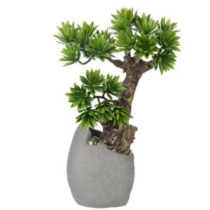 Kunstbonsai Natuurgetrouwe kunstplant als echte kunstmatige bonsaiboom met cementpot voor badkamer, kantoor, vensterbank, decoratie, hoogte 35 cm