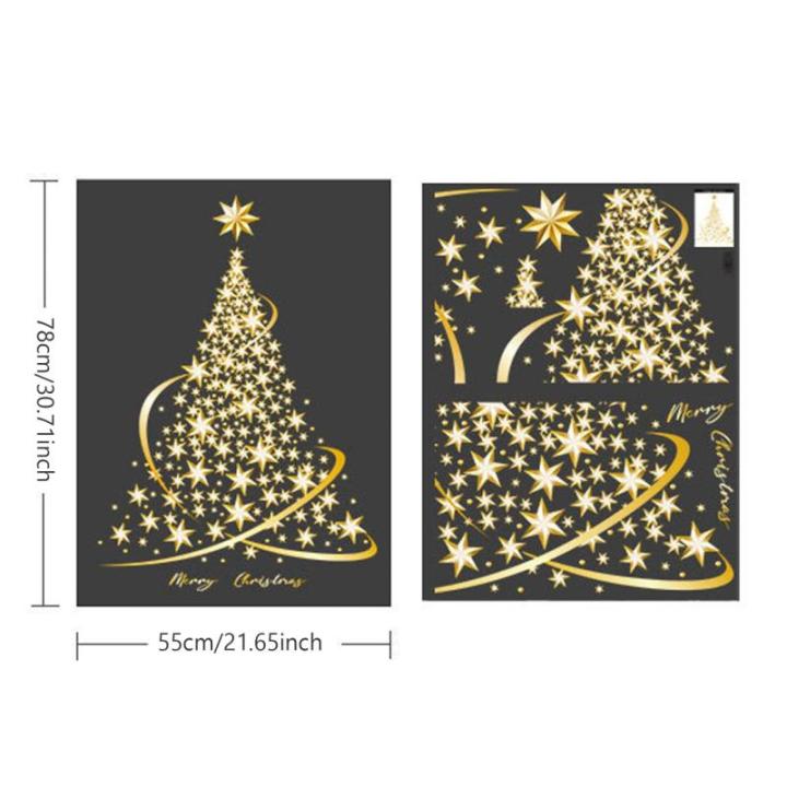 Kerst Venster Klings Gouden Kerstboom Raamklemmen Stickers voor Glas DIY Statische Muur Venster Deur Muurschildering Stickers voor Home Shop Venster Glas Display Decoraties