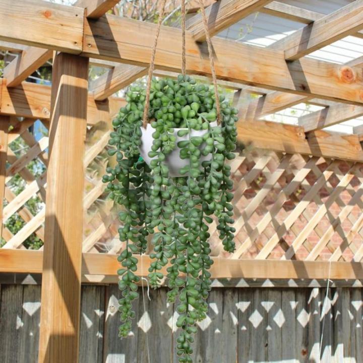 Senecio Kunstmatige planten hangplant voor vetplanten, kunstbloemen, , hoogte 35,5 cm, in hanglamp