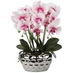 Kunstplant orchideeën kunstbloemen kunstbloemen als echt met echte bloemen in keramische pot tafeldecoratie vensterbank decoratie, hoogte 44 cm, roze