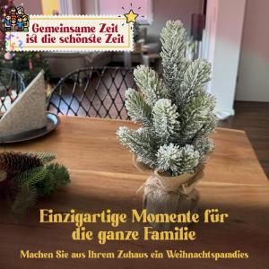 Kleine kunstkerstboom, 35 cm, sneeuw; natuurgetrouwe replica met spuitgietelementen, kunstkerstboom, decoratie; dennenboom, kerstdecoratie (sneeuw, 35 cm)